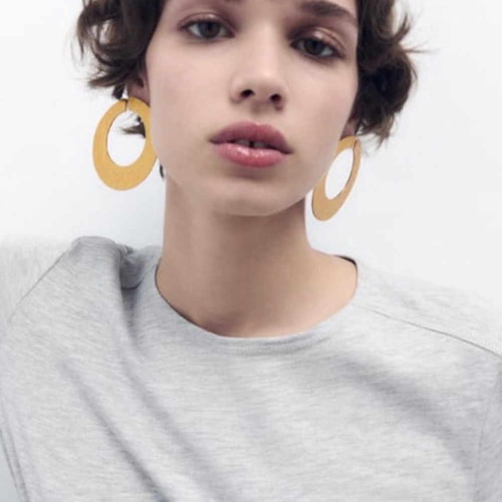 ✨3for$38 New Zara Textured Circular Open Hoop Earrings - Picture 14 of 16